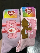 Care Bears Girls Crew Socks Cartoon Hearts Pink 1 Pair Size 6-12