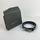 Womens Vintage Gucci Belt Blue Shiny Leather Wst 28-29" UK10 Silver Buckle 90s