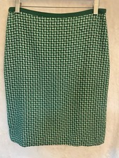Talbots Women's Size 6 Green White Geometric Pencil Knee-Length Skirt Regular