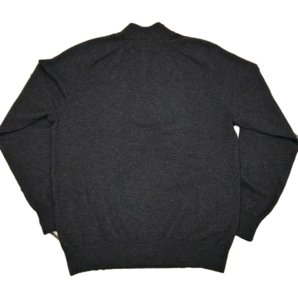 Suéter de golf Dunning mezcla de lana merino y cachemir para hombre M 1/4 cremallera carbón nuevo sin etiquetas Foto 3 de 4