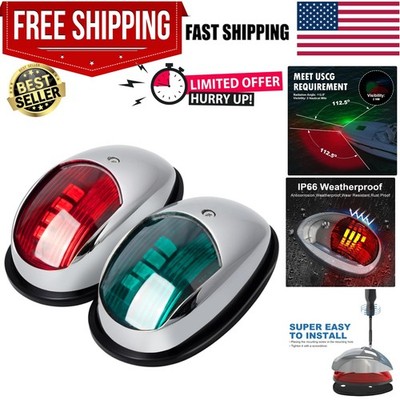 Boat Navigation Lights, LED Red and Green Vertical Mount for Bow and Stern,  ...