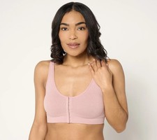 Breezies Cooling Comfort Seamless Wirefree Front Close Bra Woodrose XL New