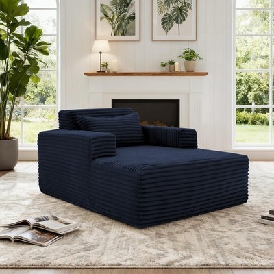 57'' Oversized Chaise Lounge Chair Indoor,Corduroy Upholstered Boneless Sofa Bed