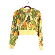 ADIDAS X FARM RIO Hoodie Crop Pullover Semi Spark Gold Flash Green Women's S