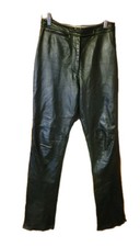 Vintage Wilsons Maxima Black 100 Genuine Leather Pants sz 6 Unhemmed Motorcycle