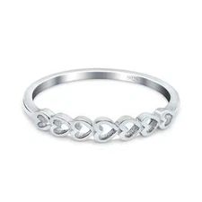 3mm Hearts Band Rhodium Plated Ring Solid Thumb Band Ring 925 Sterling Silver