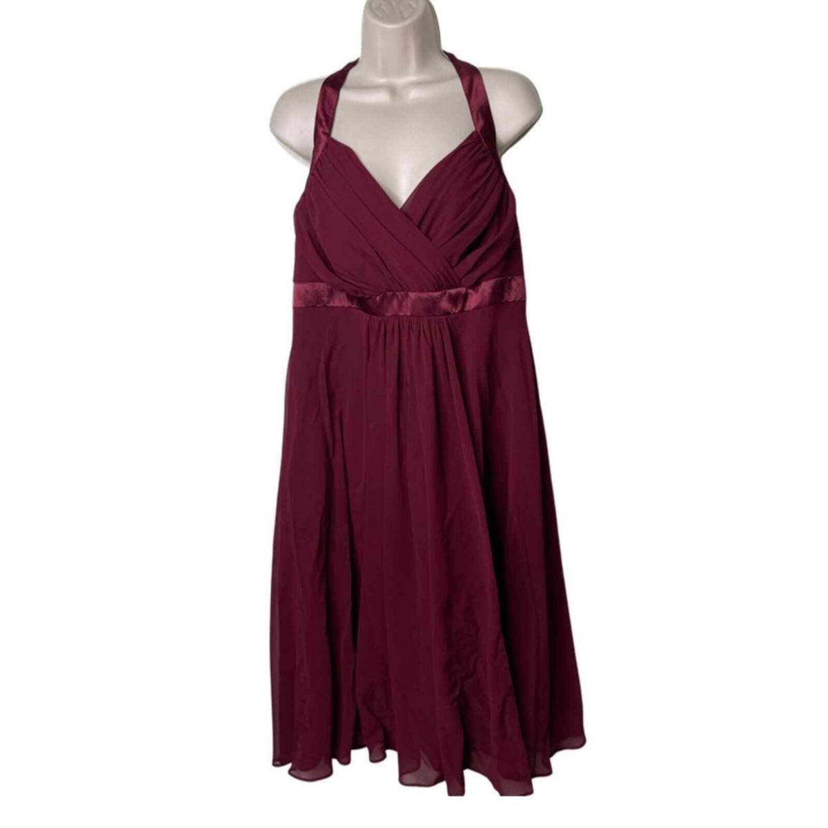 slim fit dress slacks Pramita Plunge Mini Dress in Jersey Burgundy , Halter Neck