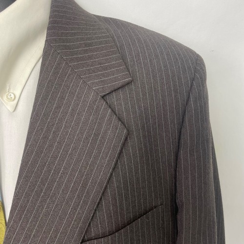 Tuta vintage Palm Beach marrone a righe 2 pezzi uomo 44R pantaloni piatto davanti 35Wx26L - Foto 6 di 12