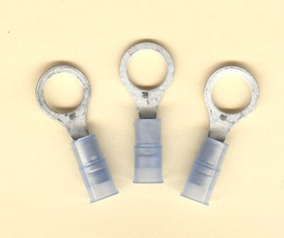 25) 16-14 Blue VINYL 1/4 RING ELECTRICAL CONNECTOR TERMINAL MADE IN USA 1/4