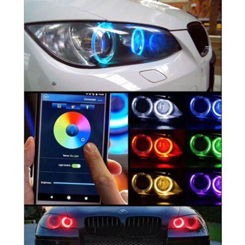 For BMW E92 E93 E60 E81 E87 H8 RGB Angel Eyes Halo Ring WIFI controll Led Marker - Foto 14 di 14