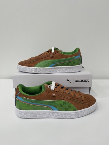Minecraft X Puma Suede ‘Grass Block’ Shoes Sneakers Youth Size 6.5 New In Box