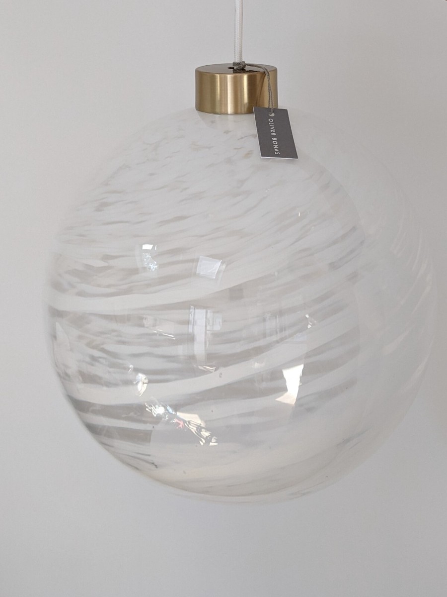 Addy White Glass Circular Pendant Lamp Shade Oliver Bonas UK