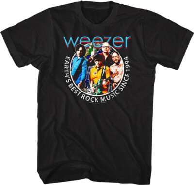 【oan】1994 Caracing Short Sleeve T-shirt Weezer T-Shirt Rock Band Men's Official 1994 Earths Best