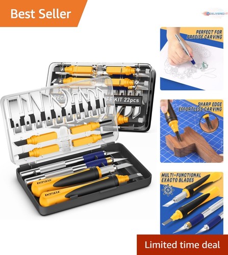 Versatile Craft Knife Set - 22 Exacto Blades & Ergonomic Handles for Artists