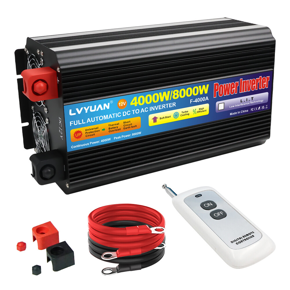 Wechselrichter 12V/24V Auf 230V – Reine Sinuswelle, 3000W Spitze, Mit 2 Steckdosen, USB-C & LCD – Für Auto, Camping, Wohnmobil