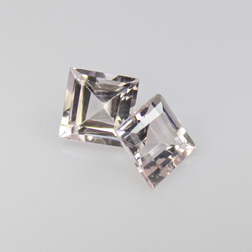 Natural Faceted Pink Morganite Pair In Square Shape 1.30 Carats 5x5x4 mm - Picture 6 of 8