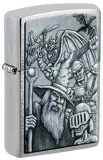 Zippo 46579, Mystical Wizard Design, Brushed Chrome Finish Lighter, NEW