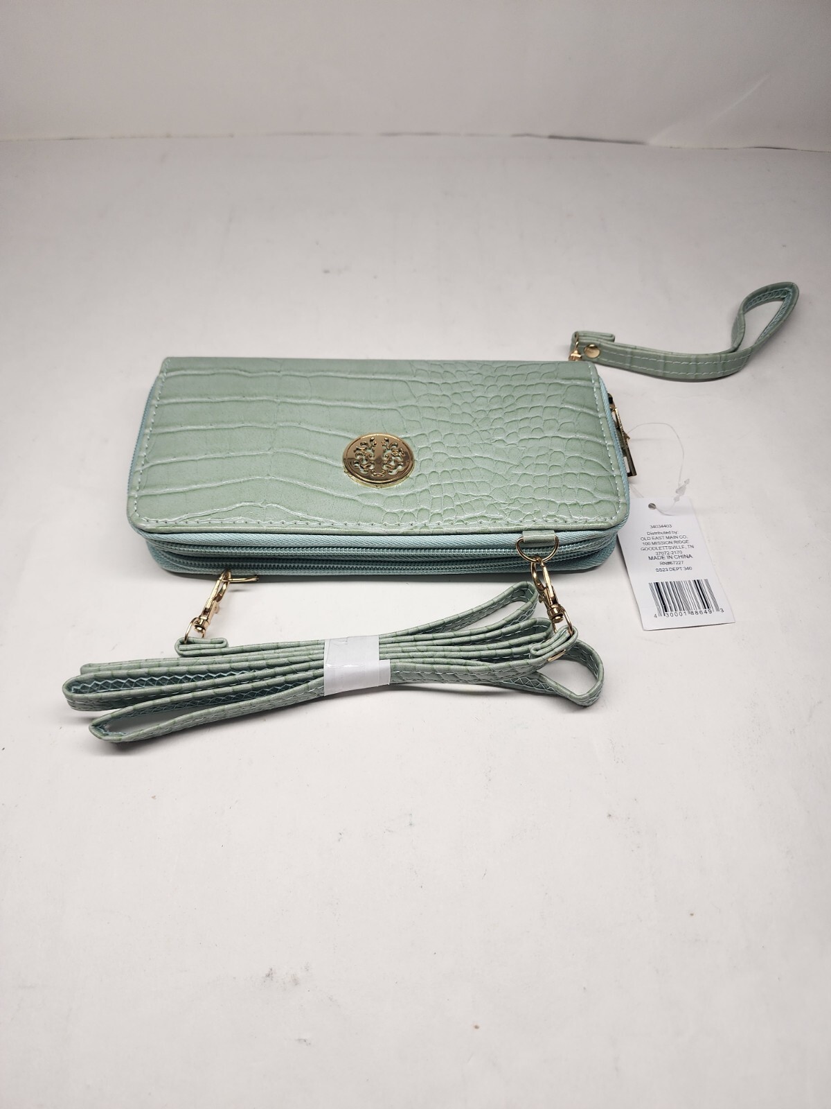 Teal Women's Wallet with Shoulder Strap & Dual Zipper Compartments for Cards and Cash-image