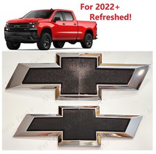 Front Rear Chrome Black Bowtie Emblem 2022-20...