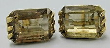 Mens Vintage CUFFLINK Prong Set Faceted Brown Prism Crystal Costume Jewelry I85