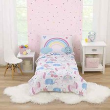 Parent's Choice Unicorn Party 3-Pc Toddler Bed Set, Pink, Comforter, Sheet