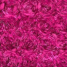 "Fuchsia Rosette Satin Fabric: Sold by the Yard - Satin Floral and Rose Decorati