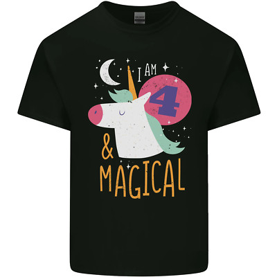 4 Year Old Birthday Girl Magical Unicorn 4th Kids T-Shirt Childrens