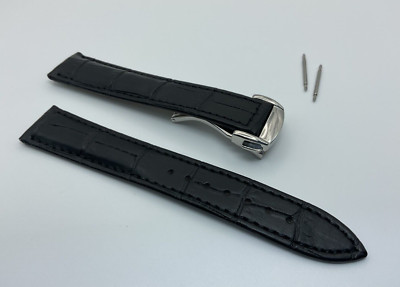 18MM BLACK LEATHER STRAP BAND FOR OMEGA SPEEDMASTER SEAMASTER PLANET OCEAN