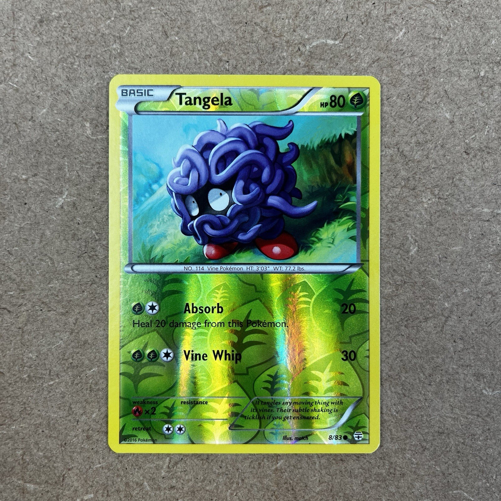 Pokemon Card Tangela Generations Reverse Holo 8/83 Near Mint