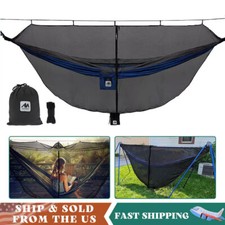 Portable Hammock Mosquito Net with Double Zipper Mesh Bug Netting Cover Outdoor