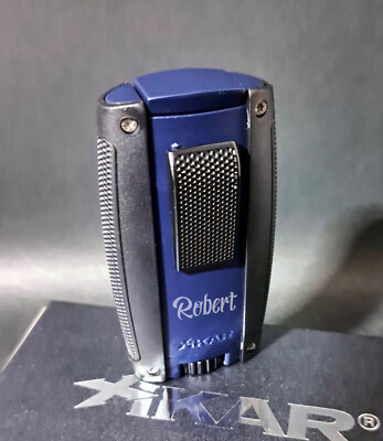 XIKAR  Turismo Double Torch Lighter Matte Blue- Personalized with choice of Text
