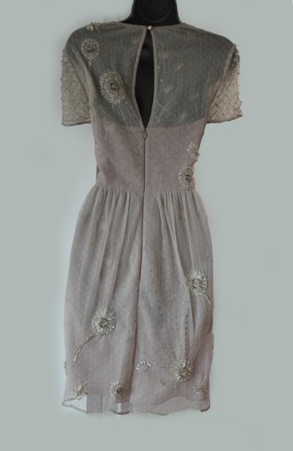 KAREN MILLEN Cream Dandelion Embellished Beaded Bridal Cocktail Dress UK16 £395 - Picture 5 of 12