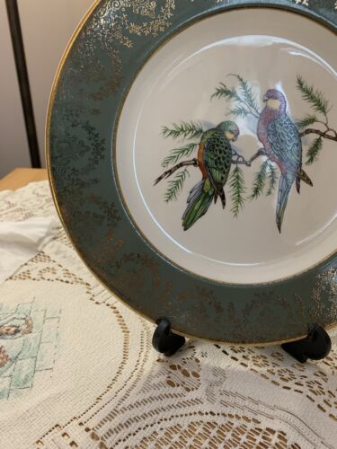 Vintage Decorative Ceramic Serving/cake/ Wall Plate.Gold & parrot pattern - Picture 5 of 7