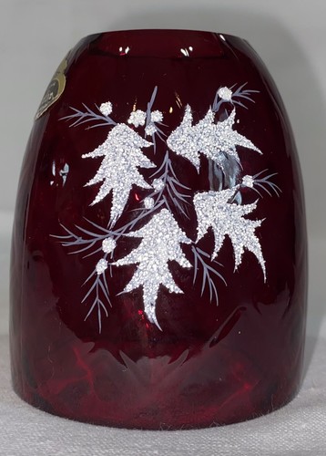 Fenton Rubin Glas handbemalt Stechpalme rot Lichterkette NUR TOP signiert Etikett