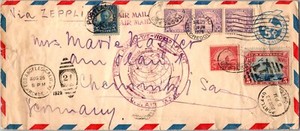 1929 USA Oregon Portland Graf Zeppelin LZ 127 Airmail Cover to Germany Chemnitz