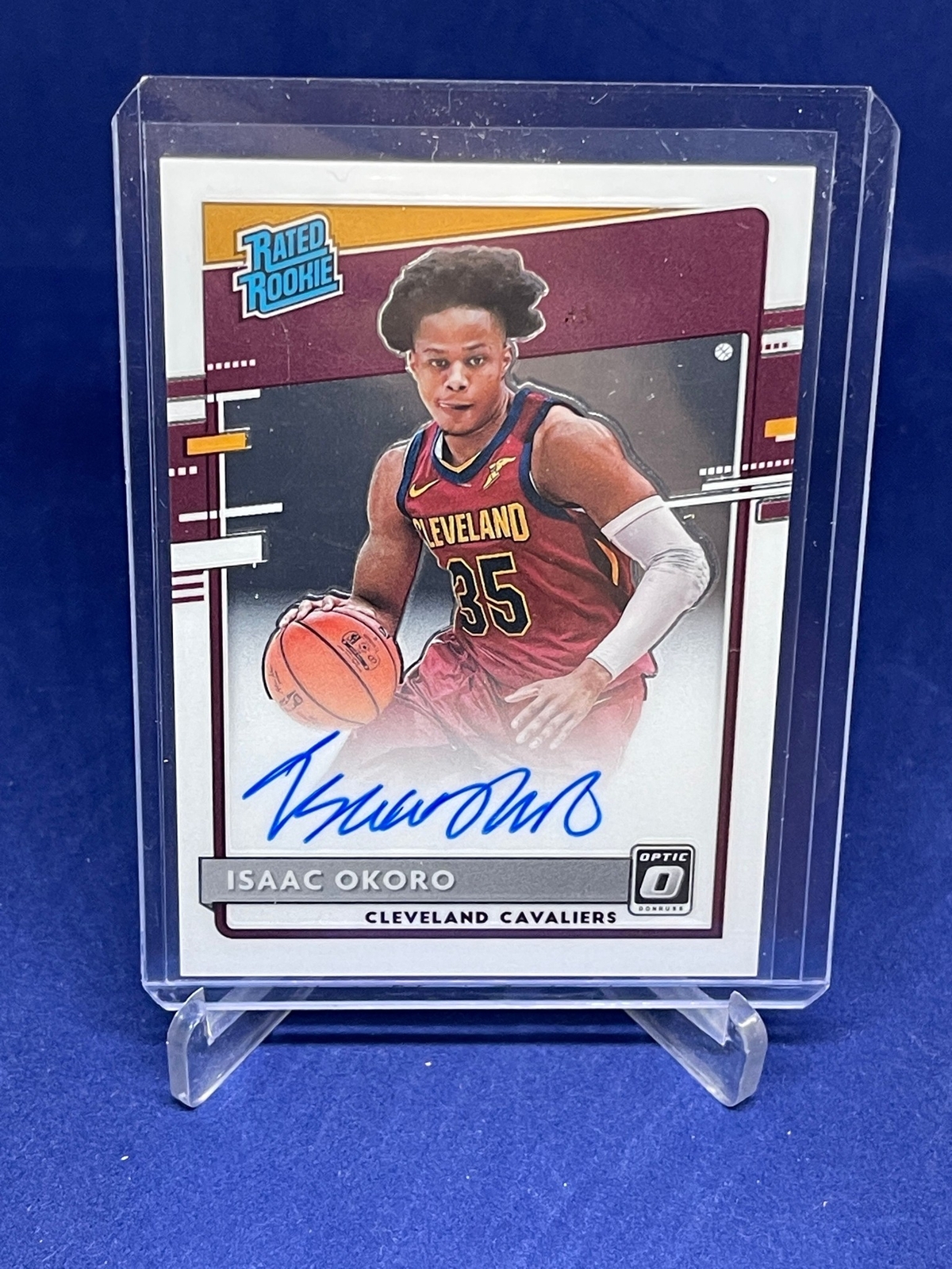 ISAAC OKORO 2020-21 PANINI DONRUSS OPTIC RATED ROOKIE ON CARD AUTO RC #155