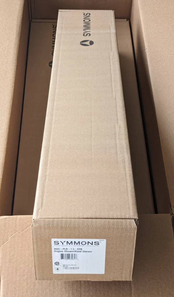 Sistema de ducha de dos manijas Symmons 9605-PLR-1.5-STN Origins. Níquel satinado Foto 2 de 3