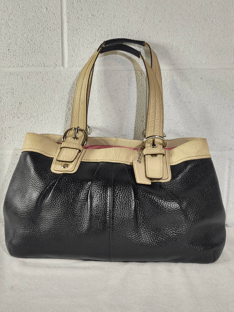 Restored Coach #F13733 Soho Pleated Pebbled Leather Satchel Shoulder Bag Purse