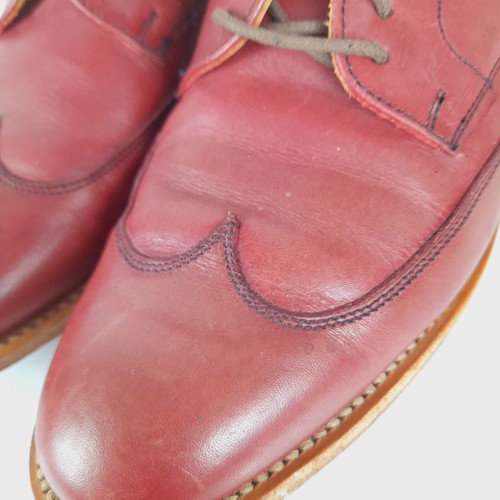Scarpe Oxford stringate Poesia Made In England vera pelle rosso marrone UK 5 EU 38 - Foto 13 di 15