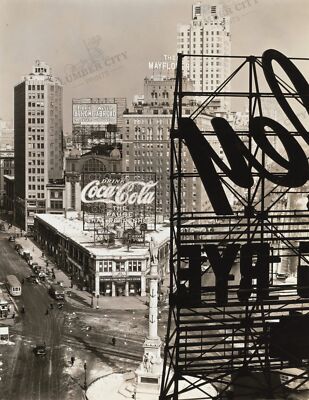 1938 Columbus Circle NYC, Coca-Cola Sign, Winter 8.5'' x 11'' Photo Reprint