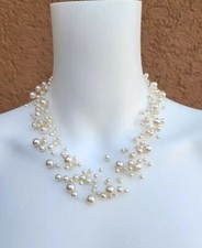 Delicate Airy Layered Faux Pearl Necklace Wedding Formal Prom Evening Date