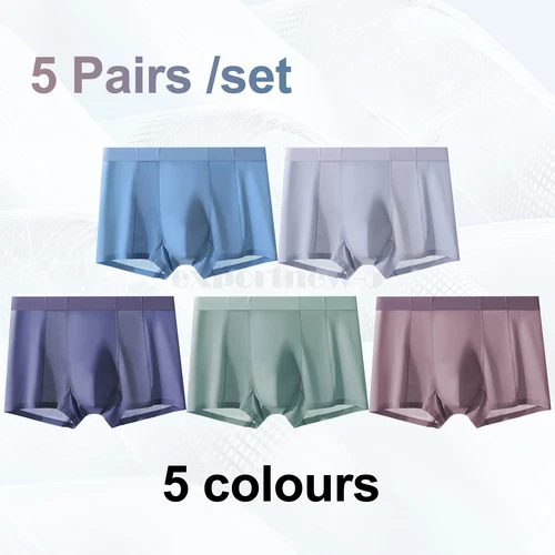 Lot 5 Mens Flyless Boxer Briefs Trunks Shorts Underwear Mesh Tagless Underpants - Picture 8 of 16