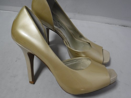 Jessica Simpson Josette Gold Patent D'Orsay Heels Peep Toe Women's US Sz 7.5 - Picture 17 of 17