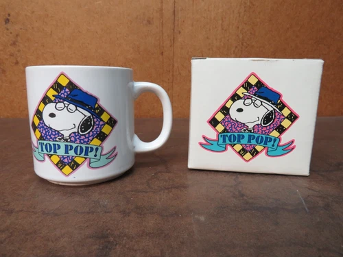 Vintage Mug CUP Peanuts Snoopy coffee Top Pop with box