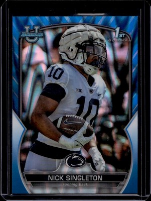 Nick Singleton 2023 Bowman University Chrome #87 Blue Ray Wave Refractor #D /199