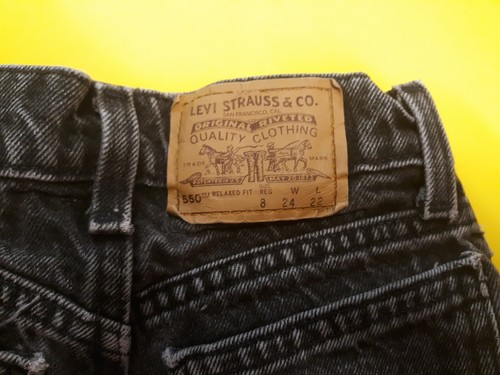 Vintage Levi's Jeans Boys Sz 8 Slim 550 Orange Tab 90s Distressed Knee Black 24 - Picture 3 of 11
