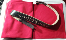 Bulgarian men's folk costume accessories: leather belt, red wool sash. NOS.