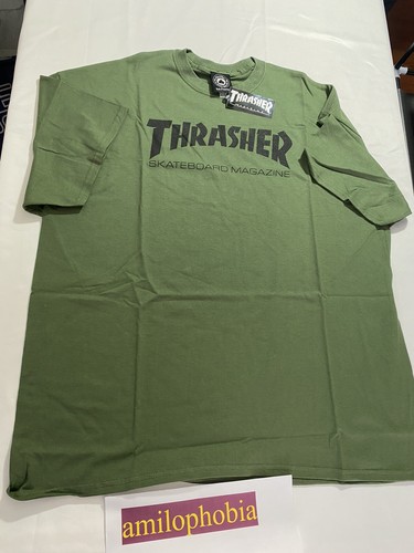 New Mens 2XL Olive Thrasher Skate Mag T 