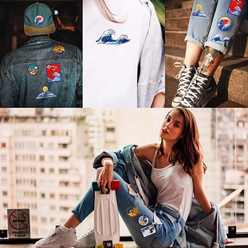 Wave Off Kanagawa Patch DIY Embroidered Applique Badge Iron Sew on Patches - Picture 2 of 15