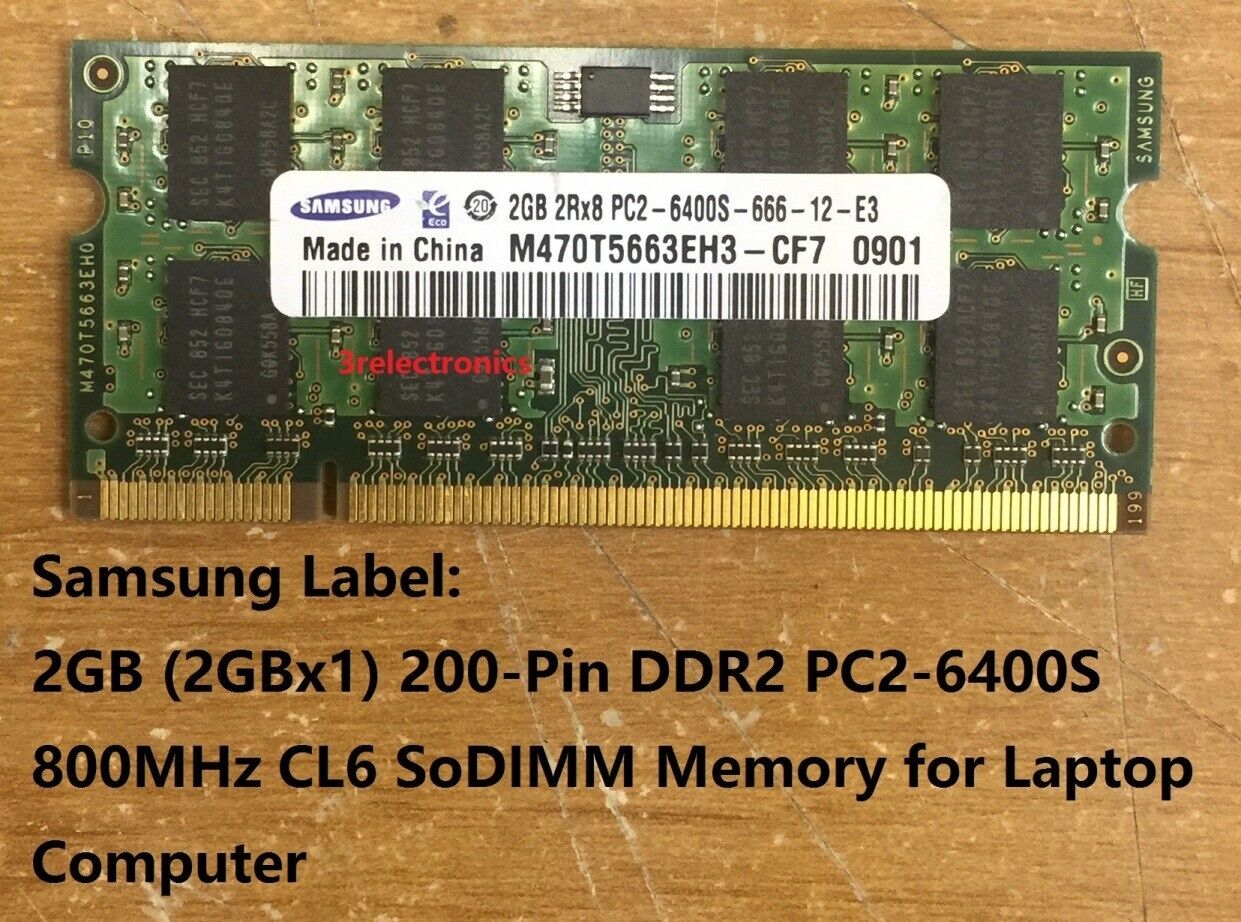 Celsius Acción de gracias Educación escolar 2GB Single 200-Pin DDR2 PC2-6400S 800MHz CL6 SDRAM SODIMM LAPTOP MEMORY |  eBay